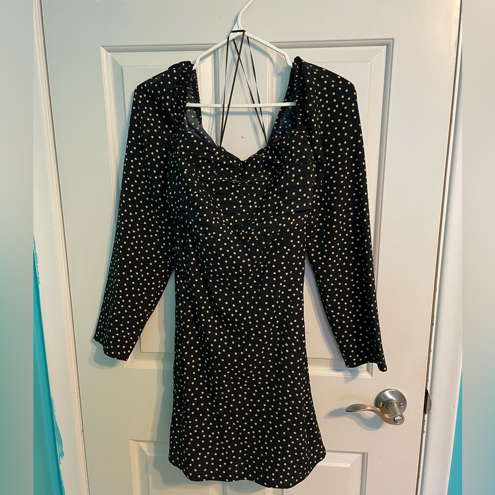 BNWT Yellow and Black Polka Dot Mini Dress